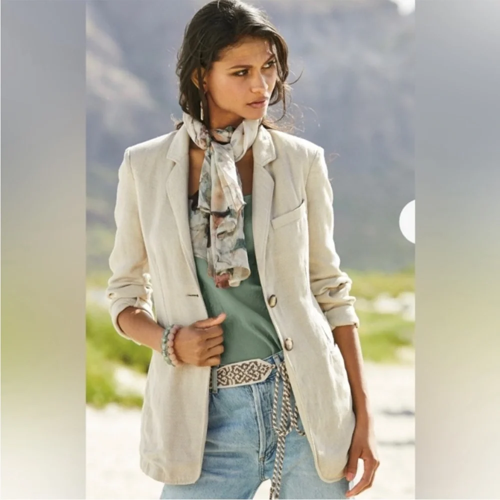 Like New Peruvian Connection Belda Linen Blend Blazer Sz 14 - Picture 2 of 8